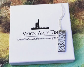 Hammered Tin Pendant. 10th Wedding Anniversary Gift. Tin Jewellery. Tin Gift