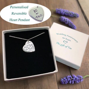 10th Wedding Anniversary Gift. Personalised Reversible Tin Necklace. Tin Jewellery. Tin Gift