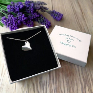 10th Wedding Anniversary Gift. Beautiful Tin Heart Pendant. Tin Jewellery. Tin Gift. Tin Anniversary gift for her.