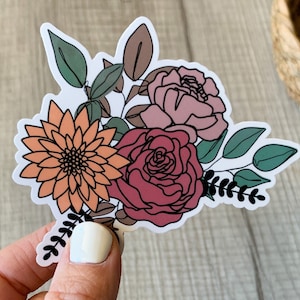 Moody Floral Bunch Vinyl Sticker - Water Bottle Sticker - Flower Decal - Laptop Decal - Gepersonaliseerde telefoonhoes Sticker, waterdichte sticker
