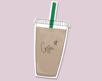 Adesivo de vinil Coffee Lover - Decalque para copo de café gelado, presente para melhor amigo, adesivos fofos, adesivos de comida, adesivo para laptop, adesivo para garrafa de água