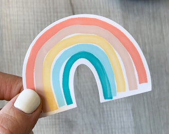 Rainbow Waterproof Vinyl Sticker - Kiss Cut Sticker - Rainbow Sticker, Girlfriend Gift, Best Friend Gift, Water Bottle Aesthetic Sticker