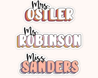 Cadeau de remerciement pour le professeur - AUTOCOLLANT NOM personnalisé imperméable - Stickers personnalisés, sticker bouteille d&#39;eau, sticker pour ordinateur portable, sticker coloré
