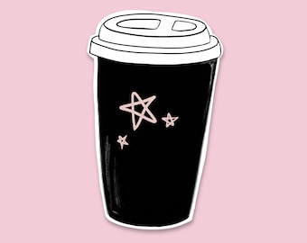 Coffee Lover Vinyl Sticker - Hot Coffee Tumbler Decal - Best Friend Gift, Cute Stickers, Food Stickers, Laptop Sticker, Water Bottle Sticker