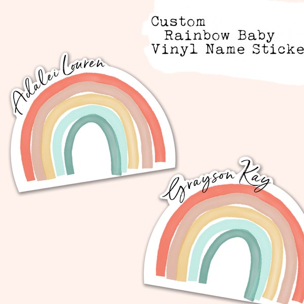 CUSTOM NAME Vinyl Sticker - Rainbow Baby Sticker, Hydroflask Sticker, Laptop Decal, Phone Case Decal, Water Bottle Sticker