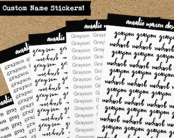 Custom Name Stickers - Planner and Journal Sticker Set - Handwritten Script Style, Typewriter Style, Customized Sticker Sheet
