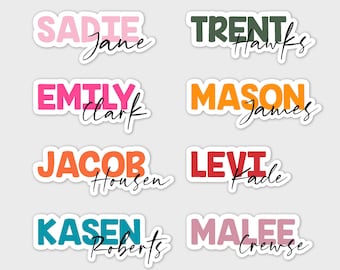 Waterproof Name Decal - Personalized Vinyl Sticker - FULL NAME STICKER - Customized Stickers, Water bottle sticker, Colored Laptop Decal