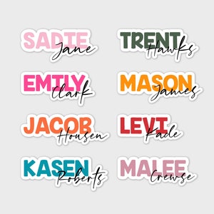 Waterproof Name Decal - Personalized Vinyl Sticker - FULL NAME STICKER - Customized Stickers, Water bottle sticker, Colored Laptop Decal