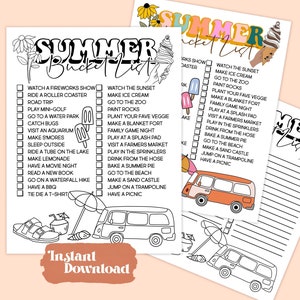 Summer Bucket List Printable, Summer Break Bucket List Template, Summer Activities Checklist, Summer To Do List, Editable, Instant Download