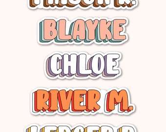 Waterproof Name Decal - Personalized Vinyl Sticker - NAME STICKER - Customized Stickers, Water bottle sticker, Laptop Decal, Colored Decal