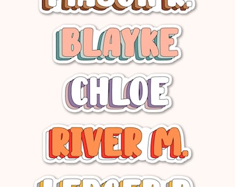 Sticker nom étanche - Sticker vinyle personnalisé - NAME STICKER - Stickers personnalisés, sticker bouteille d&#39;eau, sticker pour ordinateur portable, sticker Kindle