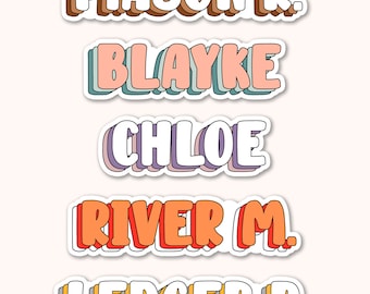 Waterproof Name Decal - Personalized Vinyl Sticker - NAME STICKER - Customized Stickers, Water bottle sticker, Laptop Decal, Colored Decal