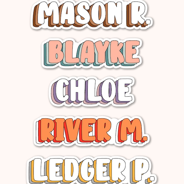 Waterproof Name Decal - Personalized Vinyl Sticker - NAME STICKER - Customized Stickers, Water bottle sticker, Laptop Decal, Colored Decal