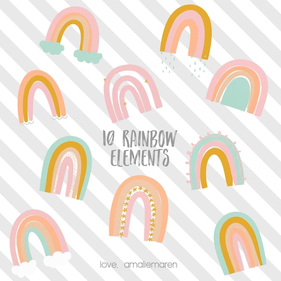 Download Rainbow Svg Rainbow Clipart Rainbow Elements Set Modern Etsy