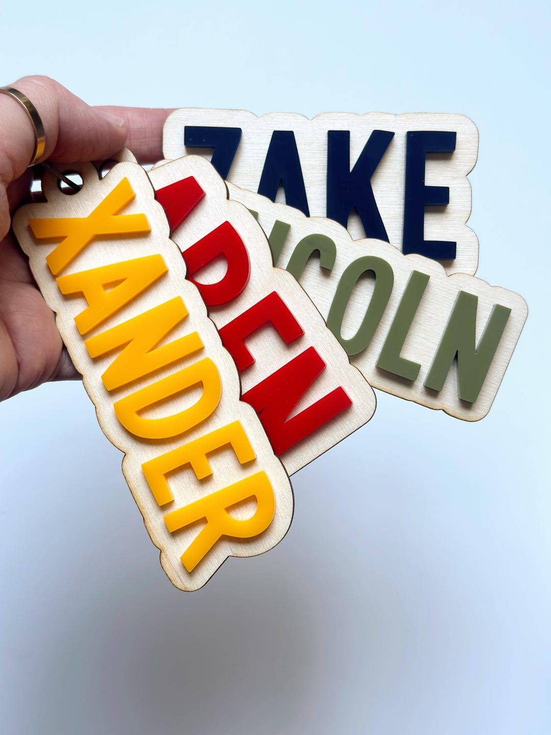 Boys Name Keychain - Large Acrylic Kids Backpack Tag - Name Tag ...