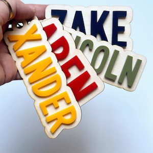 Boys Name Keychain - Large Acrylic Kids Backpack Tag - Name Tag Keychain - Bag Tag - Personalized Bag Tag for Luggage, Bogg Bag, Diaper Bag