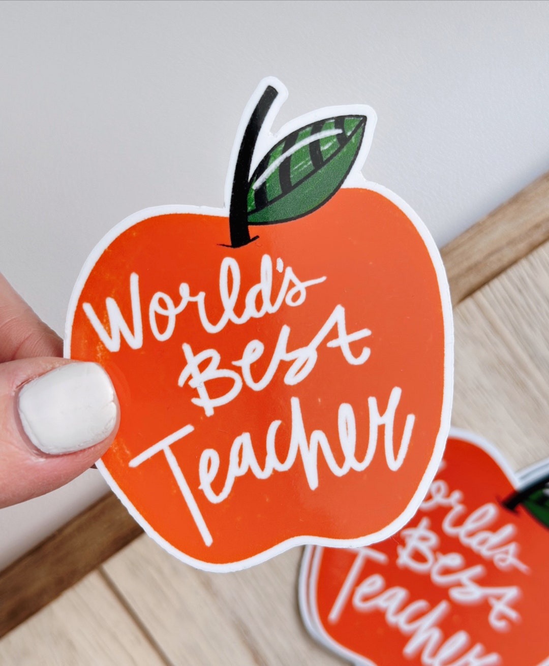 Worlds Best Teacher Vinyl Sticker 3 2 Waterproof Sticker Etsy
