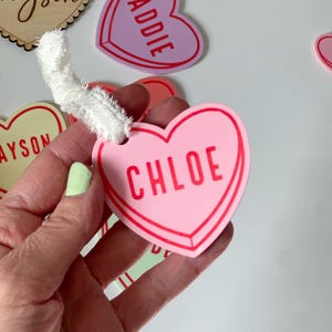 Etiqueta de nome personalizada para o dia dos namorados, etiqueta de presente para cesta de presentes, etiqueta de presente de acrílico, Galentine, cesta de Páscoa, etiqueta de cesta de presentes personalizada, etiqueta de coração