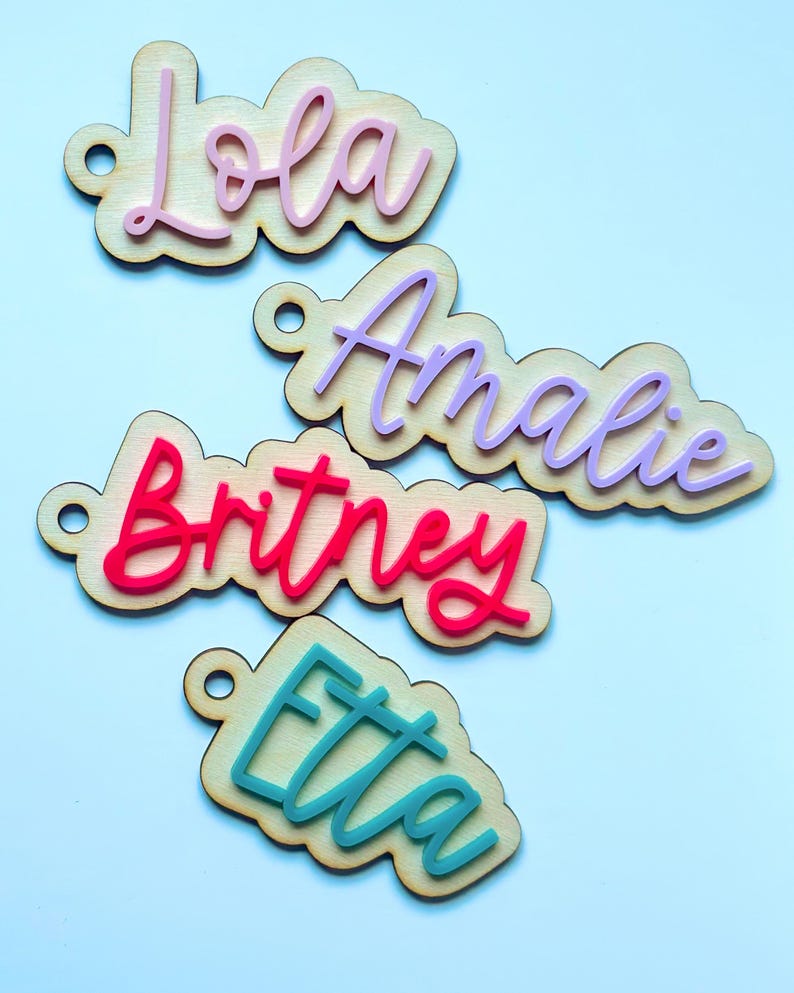 Girls Name Keychain Large Acrylic Kids Backpack Tag Name Tag Keychain