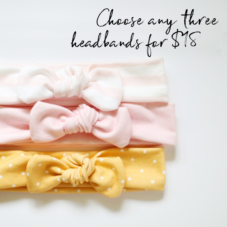 Baby Girl Knot Headband Set of Three Organic Cotton Baby Etsy