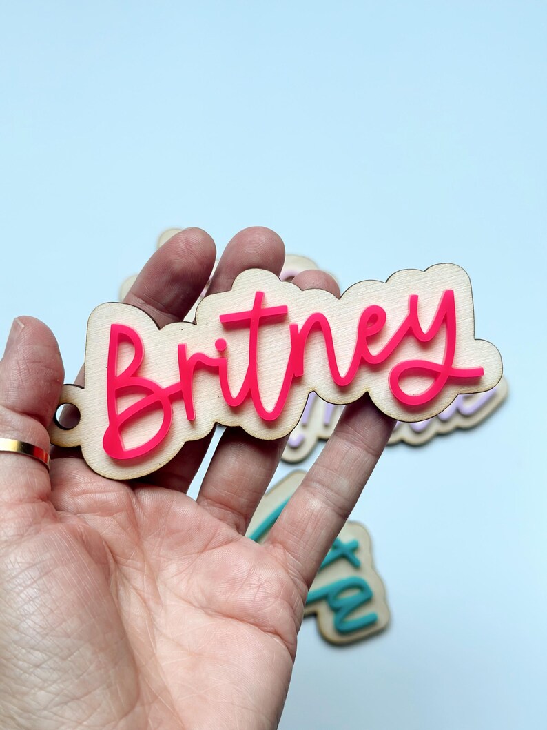 Girls Name Keychain Large Acrylic Kids Backpack Tag Name Tag Keychain