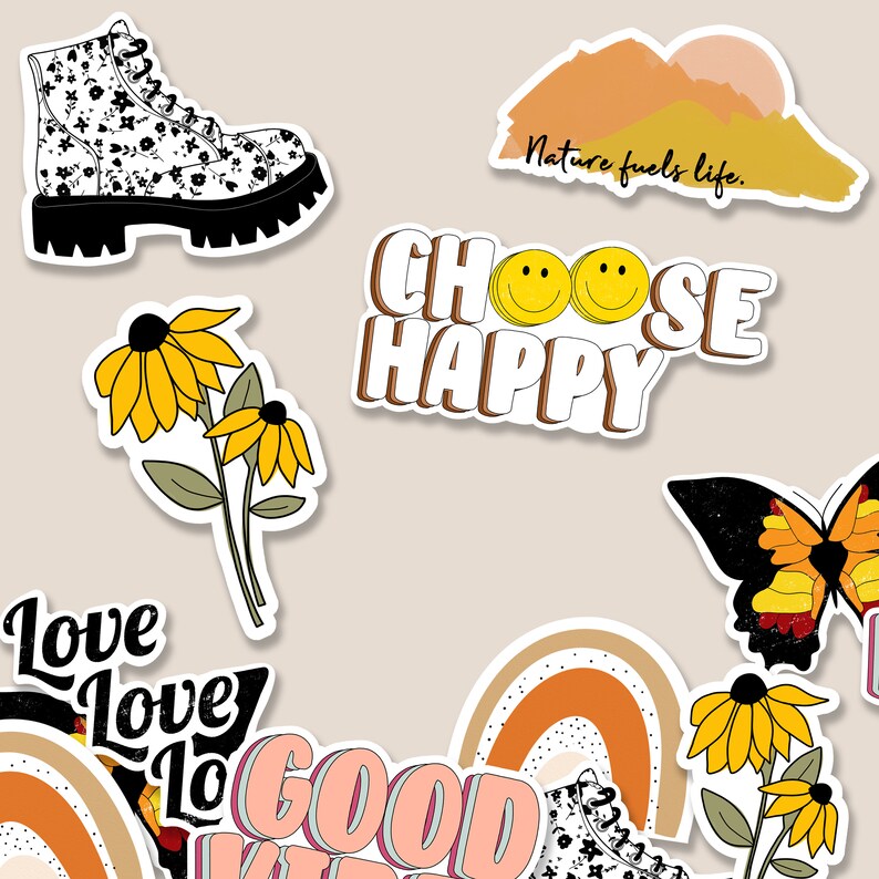 Bohemian Aesthetic Sticker Pack Small Sticker Set of 8 Etsy