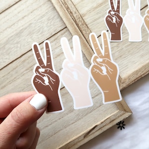 ASL Peace Sign Vinyl Sticker - Equality Solidarity Peace Signs - BLM Sticker - Autocollant antiraciste, Women Supporting Women