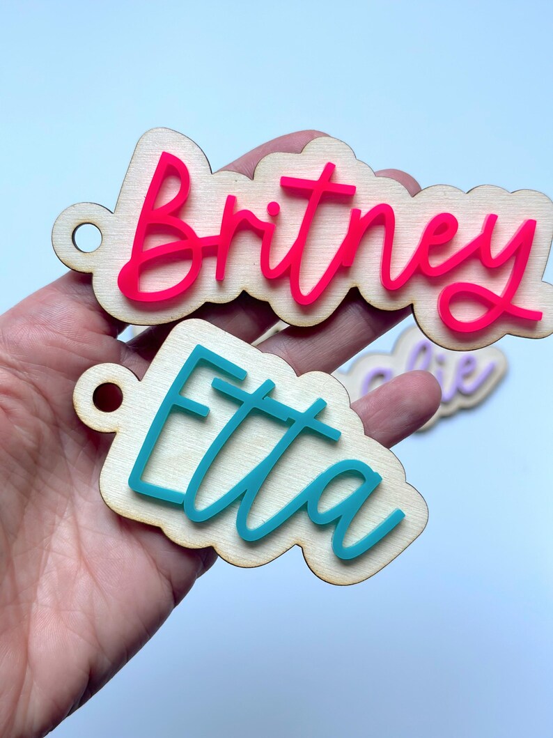 Girls Name Keychain Large Acrylic Kids Backpack Tag Name Tag Keychain