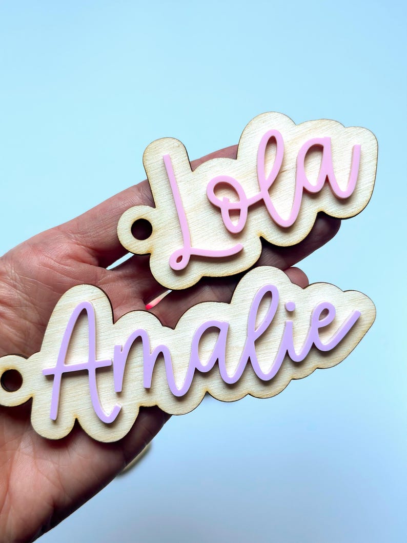 Girls Name Keychain Large Acrylic Kids Backpack Tag Name Tag Keychain