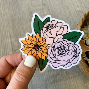 Pastell Blumen Bündel Vinyl Aufkleber - Wasserflasche Aufkleber - Blumen Aufkleber - Laptop Aufkleber - personalisierte Telefonkasten Aufkleber, wasserdichter Aufkleber