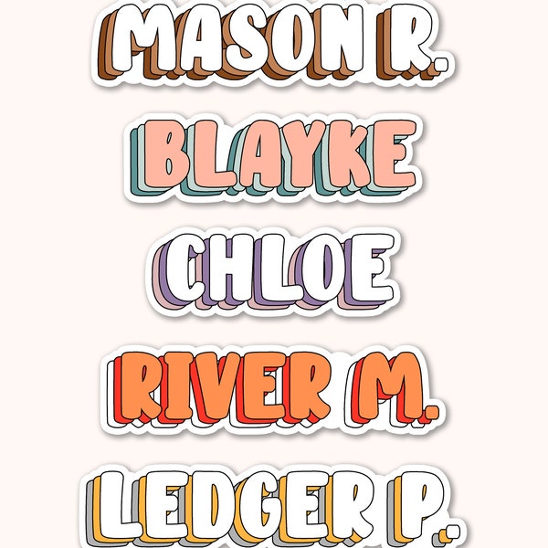 Large Waterproof Name Sticker Etsy