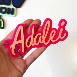 3D Name Keychain - Large Acrylic Kids Backpack Tag - Name Tag Keychain - Bag Tag - Personalized Bag Tag for Luggage, Bogg Bag, Diaper Bag