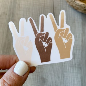 Adesivo in vinile Peace and Love - Multi Race Peace Signs - BLM Sticker - Antiracist, Choose Love First Sticker, Women Supporting Women