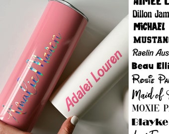 Custom Vinyl Decals, Name Decal - Permanent Name Stickers for Water Bottles - Personalized Gifts, Bridal Party, Birthday Party, Teacher Gift