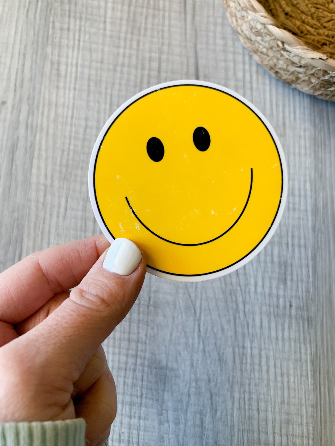 Happy Face Emoji Vinyl Sticker Water Bottle Sticker Floral Decal Laptop