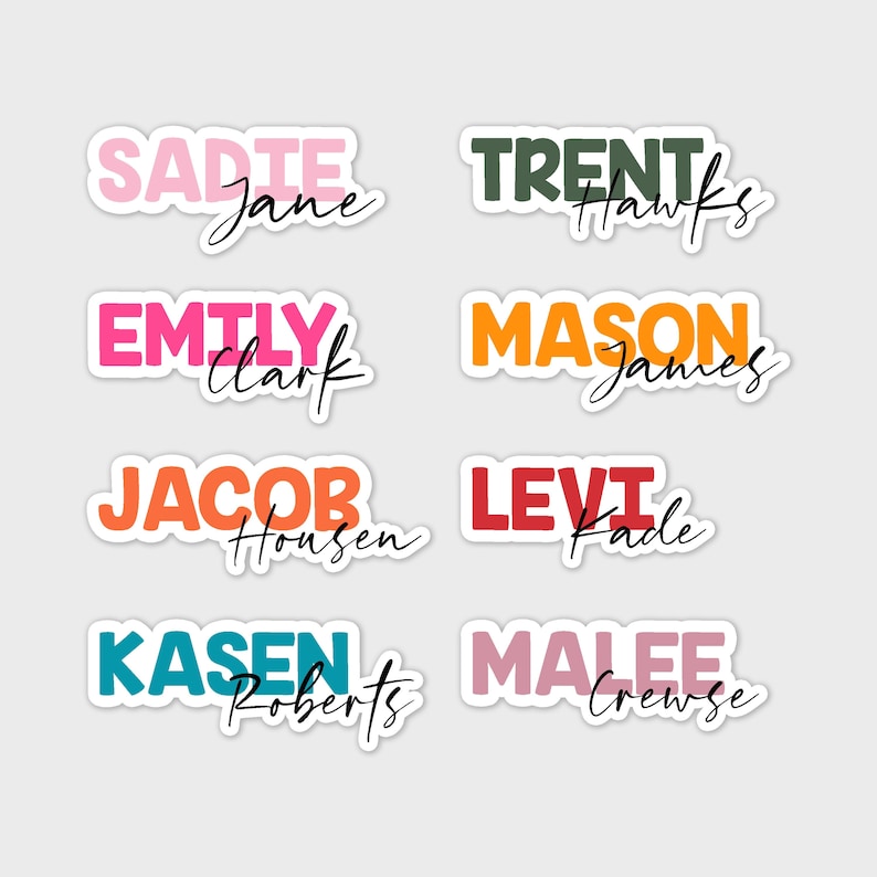 Waterproof Name Sticker - Personalized Vinyl Decal - FULL NAME - Custom Stickers, Name Labels, Kindle, Laptop, Back to School image 1