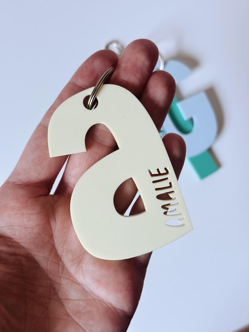 3 Kids Initial Cut Out Name Keychain Acrylic Kids Backpack Tag Bag Tag