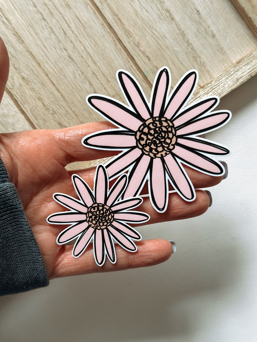 Pink Daisy Sticker Pink Daisy Vinyl Sticker - Water Bottle Sticker - Floral Decal - Laptop ...