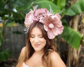 Oversized headband, bridal flower crowns, lilac flowers, Dolce Vita headband, fascinator, magnolias, peony headband, reversible headpiece
