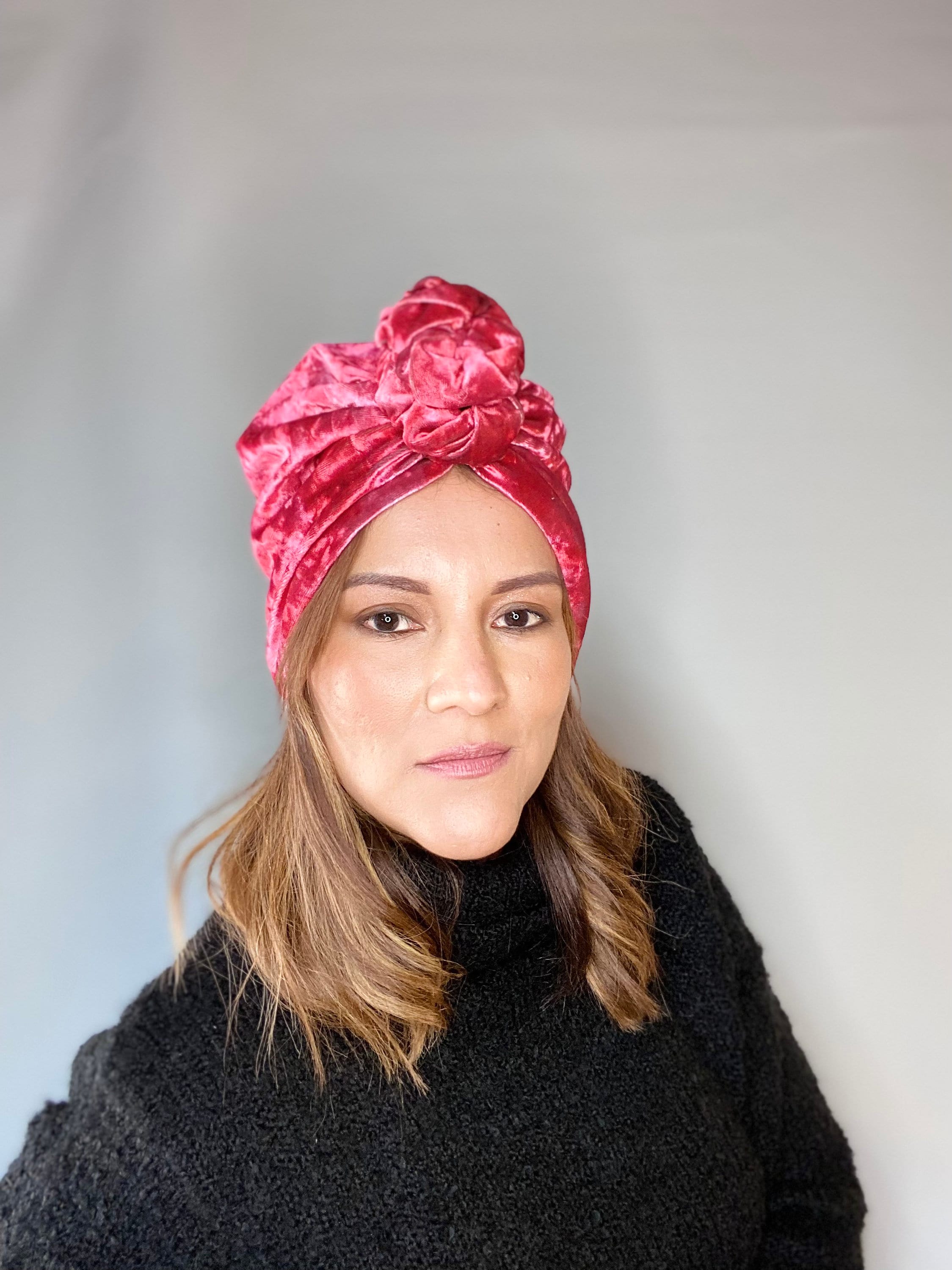 Red Velvet Turban Head Wrap Turban 