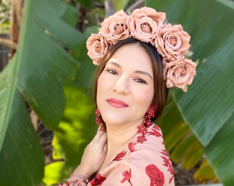 Roses crown, roses headband, floral headpiece, roses fascinator, Frida Headband, flower crown, silk roses