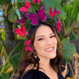 Red butterfly, Monarch butterfly, butterfly hair accessories, butterfly headband, red fascinator, red hair accessories, red headband