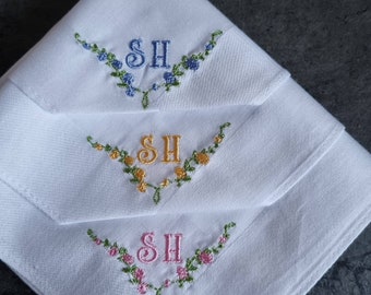 Embroidered Handkerchief, personalised for you, cotton, reusable, single or multi packs