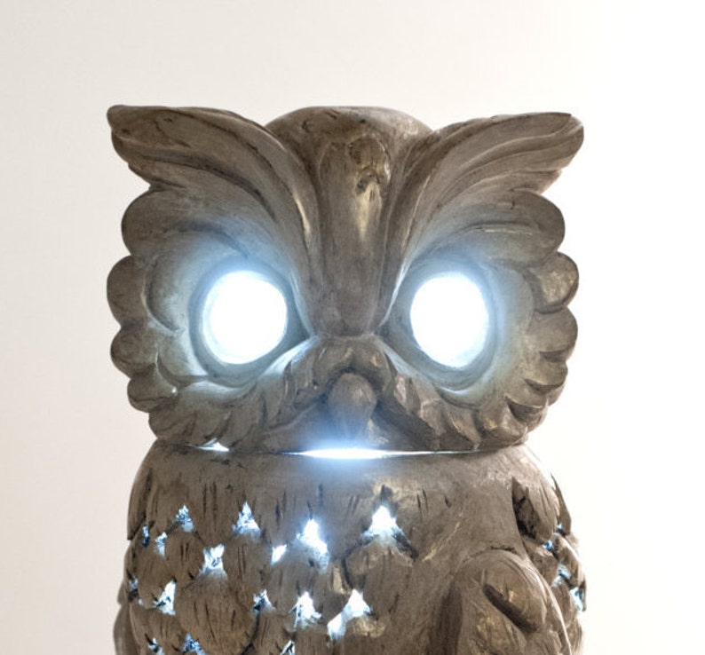 Owl Lamp MADE IN ITALY Wood Lamp Etsy