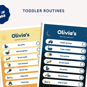 Printable Toddler Routines. Editable in Canva. Minimal Bedtime - Etsy