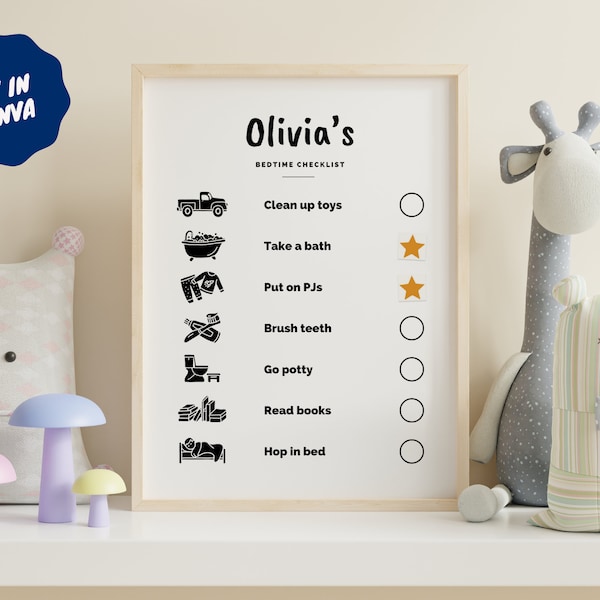Baby Routine Letters Printable Toddler Bedtime Routine. Editable in Canva. Minimal Bedtime ...