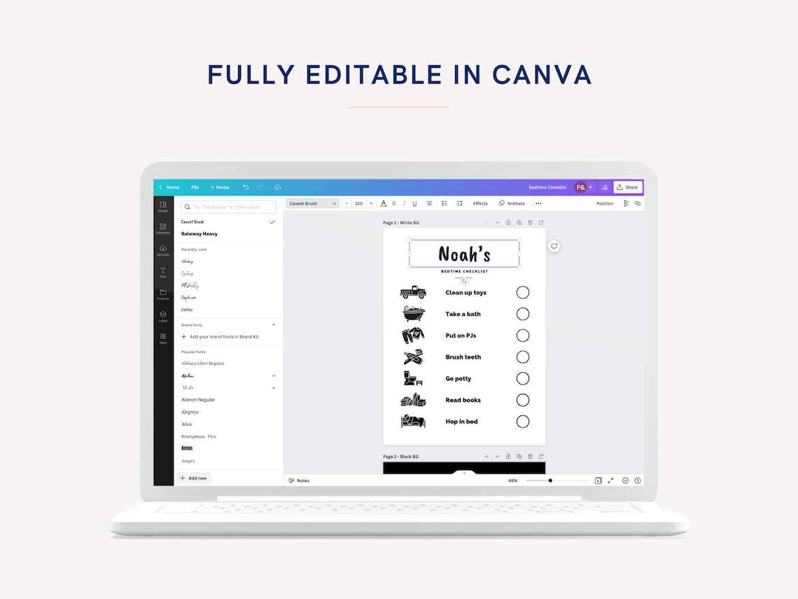 Printable Toddler Bedtime Routine. Editable in Canva. Minimal - Etsy