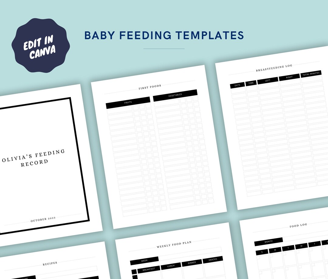 Printable Baby Feeding Log Templates. Fully Editable in Canva. - Etsy