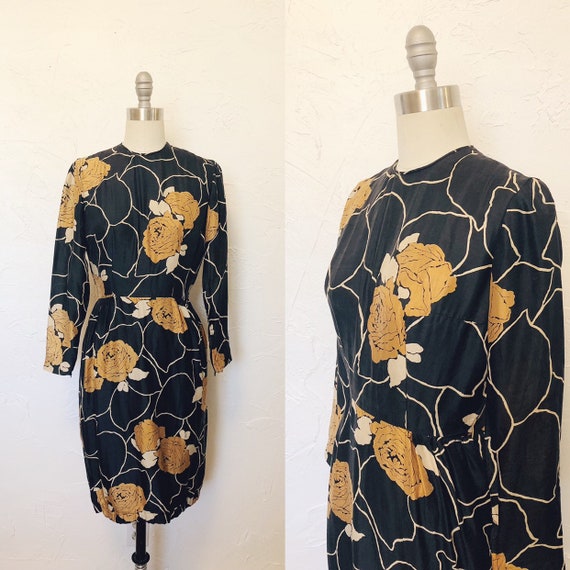 Rare 1940s Vintage Handmade Silk Evening Cocktail