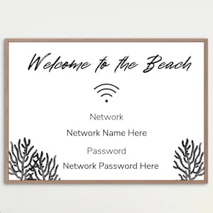 Wifi Password Sign | Welcome to The Beach | Digital Download | Three sizes, 8x10, 5x7, 4x6